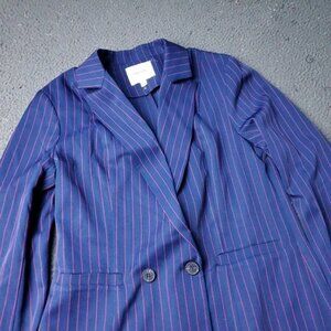Gray Lab Los Angeles Blazer Womens M Medium Striped Stretch Work Suit Jacket